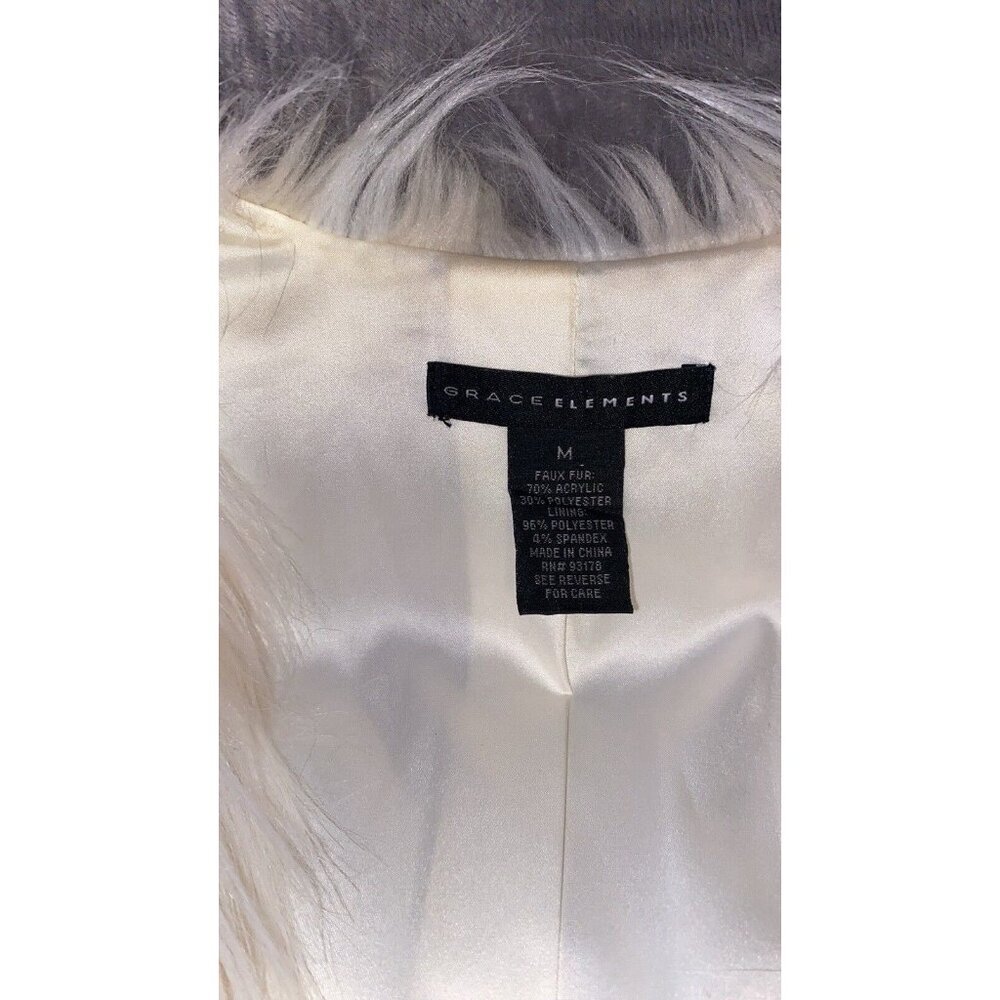 GRACE ELEMENTS Faux Fur VEST Womens Sz M Cream And Beige Blend Casual Work Party - Picture 5 of 16